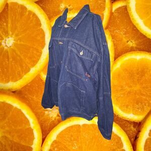 Vintage Leak‎ Wear Blue Button Up Denim Jacket Size 3XL